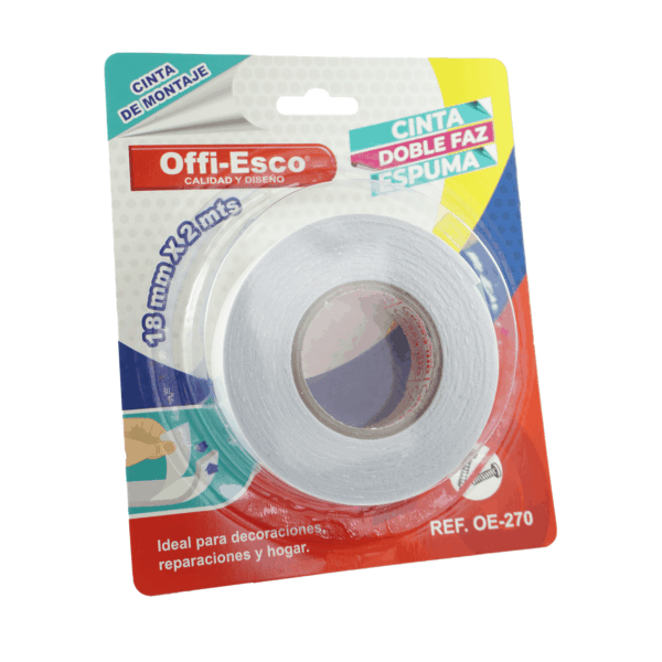 OE-270 Cinta de Montaje Doble Faz Espuma 18mm x 2m OE-270