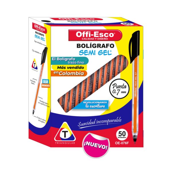 Bolígrafo semi gel 0.7 m Caja x 50 OE-076F-50